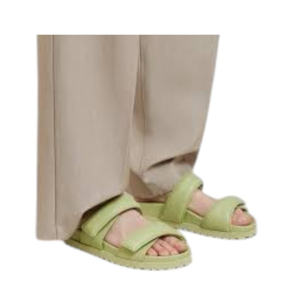 GIA x Pernille Double Strap Sandals Women’s 9 Green Leather Slip On Casual Shoes